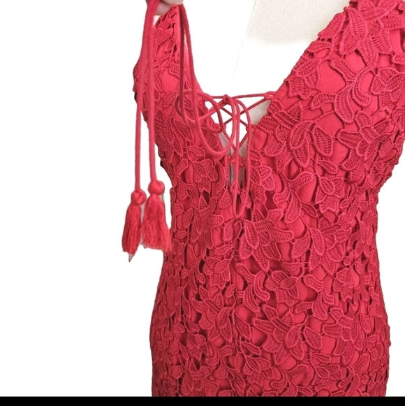 TJD The Jetset Small Red Lace Sexy Bodycon Open Back Party Prom Evening Dress - Picture 5 of 15